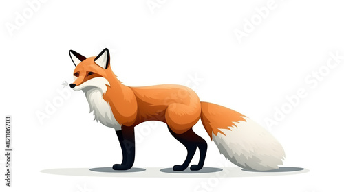 An single fox animal on a background of pristine white