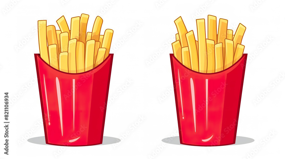 Isolated French fries on a white background