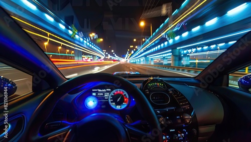 High-Speed Night Drive on a City Highway