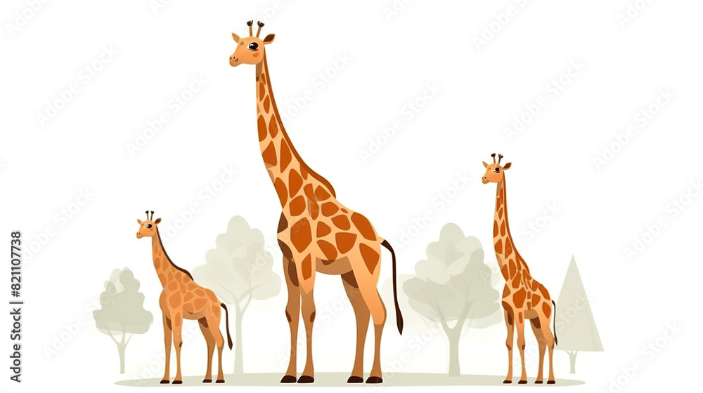 Naklejka premium An lone giraffe on a background of pure white