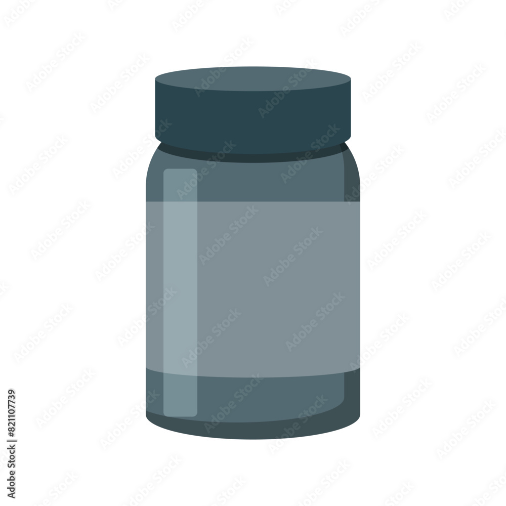 Flat illustration of a green medical jar with medicine. Flat illustration of a green medical jar with medicine.