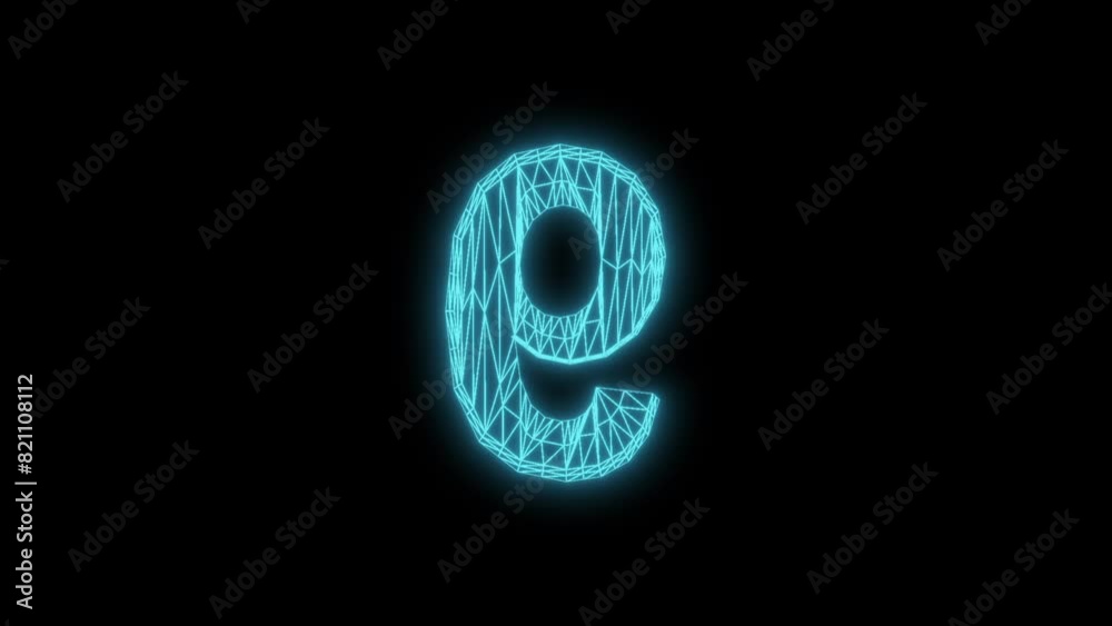 Shiny 3D alphabet Number 9 on black background Shiny 3D alphabet Number 9 on black background