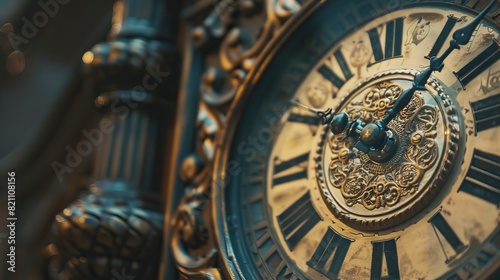 Close close-up of clock face