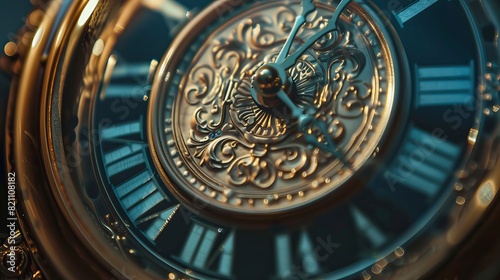 Close close-up of clock face