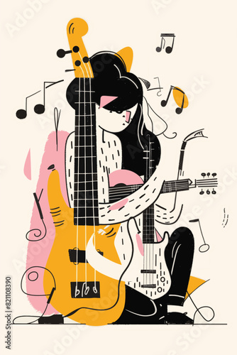 Abstract music festival or band background hand drawn doodle style illustration