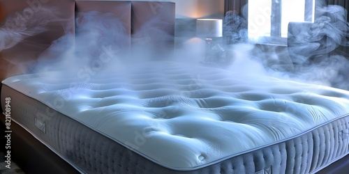 Efficient steam cleaning service sanitizes mattresses for improved bedroom hygiene. Concept Steam Cleaning, Mattress Sanitization, Bedroom Hygiene, Efficient Service photo