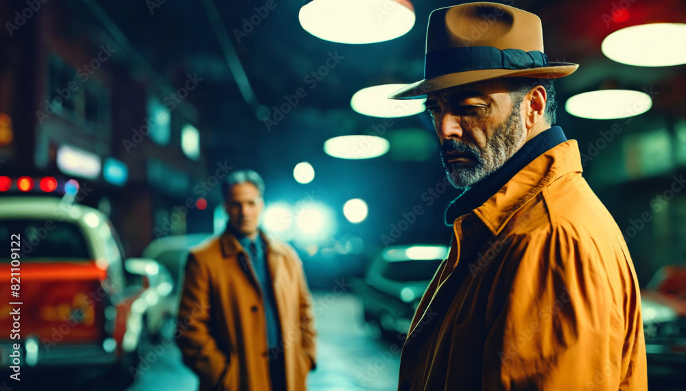 photo of portrait close up view of serious detective man is under investigation at the scene, generative AI photo of portrait close up view of serious detective man is under investigation at the scene, generative AI