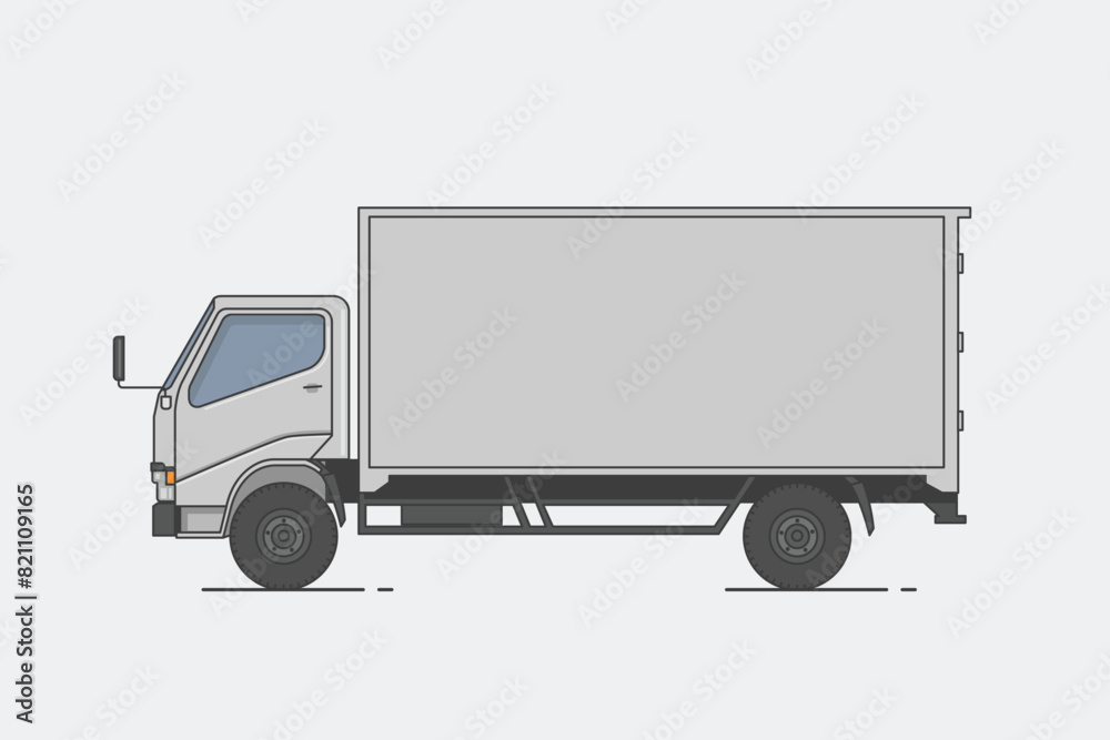 Truck vector Illustration side view. line design. Truck vector Illustration side view. line design.