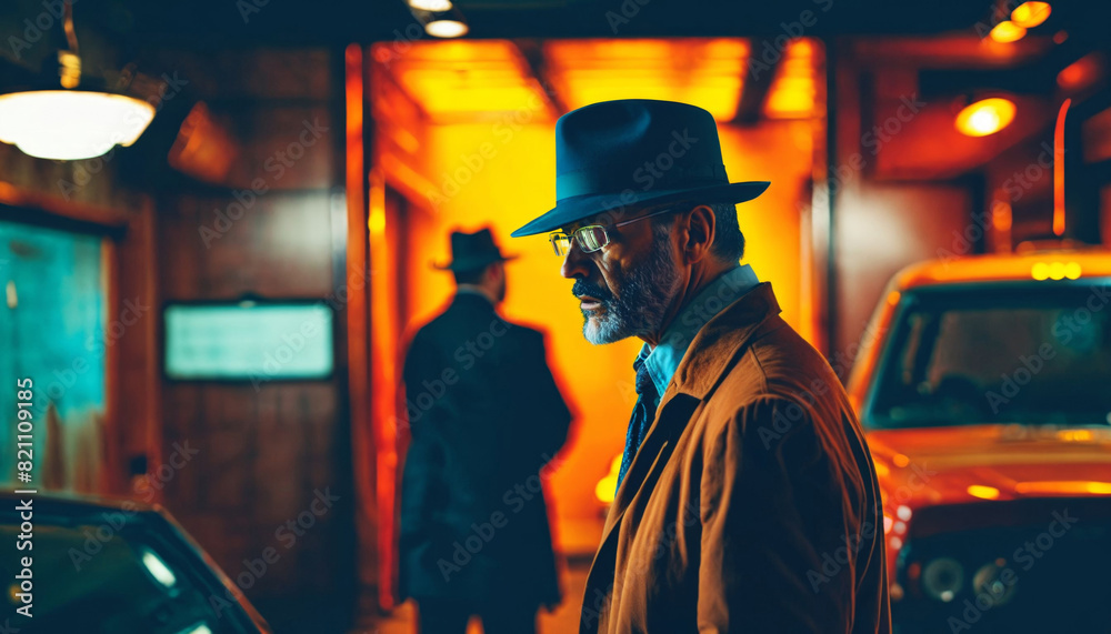 photo of portrait close up view of serious detective man is under investigation at the scene, generative AI photo of portrait close up view of serious detective man is under investigation at the scene, generative AI