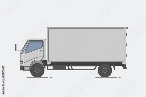 Truck vector Illustration side view. line design.