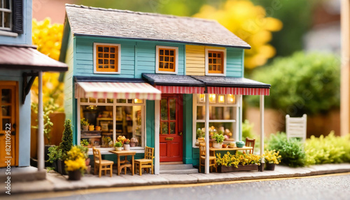 photo of miniature scene store seller toy, generative AI