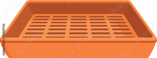 Modern orange plastic tray with ventilation holes, isolated on a white background
