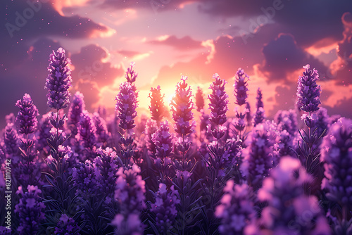  A stunning view of lavender fields filled with vibrant blooms  creating a mesmerizing and beautiful wallpaper for any digital screen