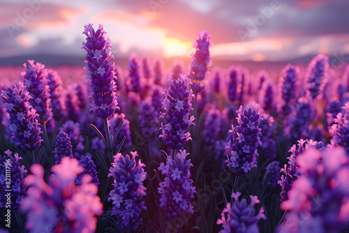  A stunning view of lavender fields filled with vibrant blooms  creating a mesmerizing and beautiful wallpaper for any digital screen