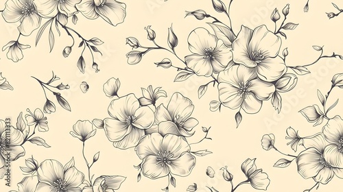 Delicate Floral Patterns in Vintage Botanical Style