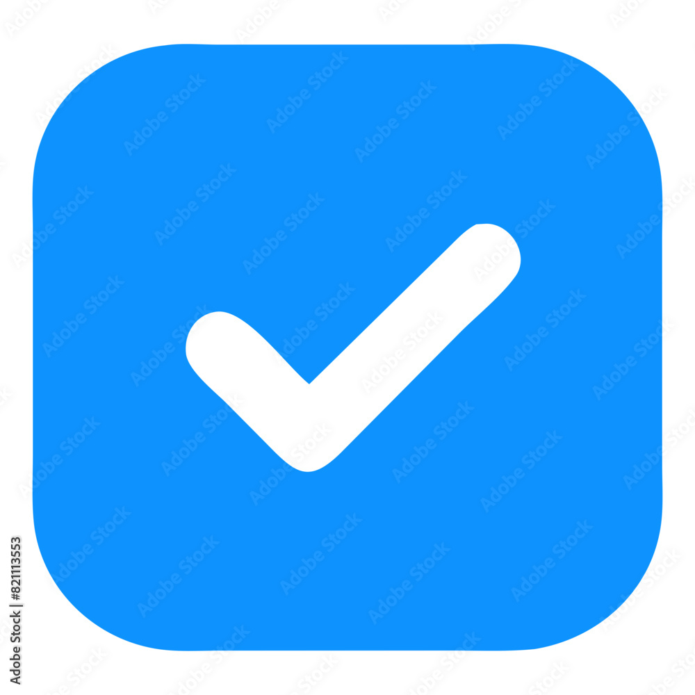 check mark icon on square internet button. check mark button. check mark icon.