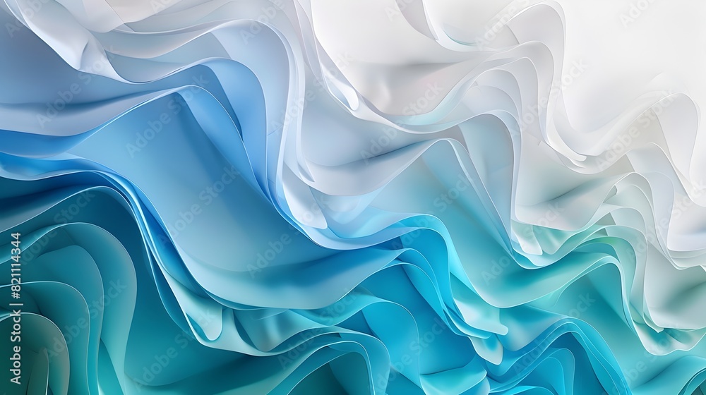 Obraz premium Ethereal Swirling Waves of Soft Pastel Blue and Teal Hues Create a Serene and Tranquil Digital