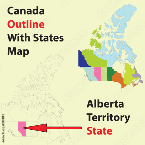 Alberta, state, map outline, canada  ,vector, graphics, eps, administrative map of Canada, North American Countries Map. The main boundary map of Canada, Canada map with province borders, Map of CANAD