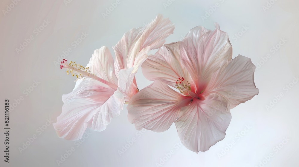 Pale pink hibiscus isolated on white background. Pale pink hibiscus isolated on white background.