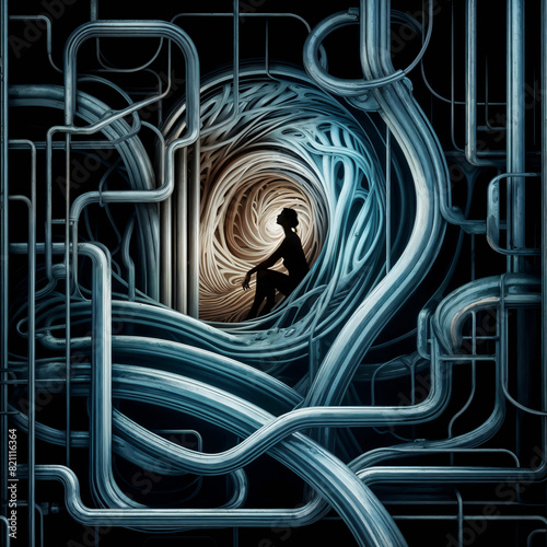 woman inside the maze