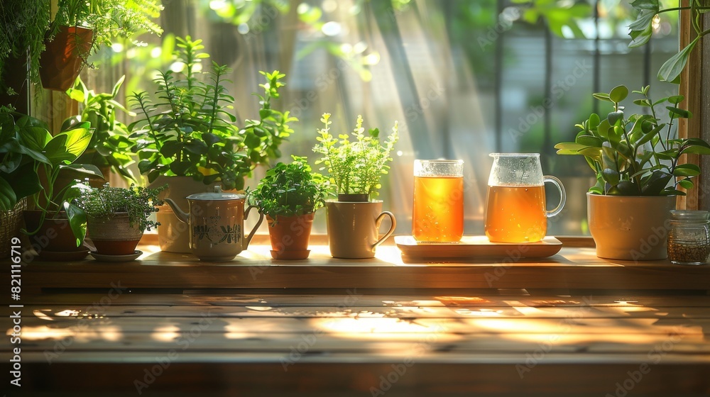 Sunlit Kitchen Ambiance: Mug Warmers and Plants for Tea Lovers Sunlit Kitchen Ambiance: Mug Warmers and Plants for Tea Lovers