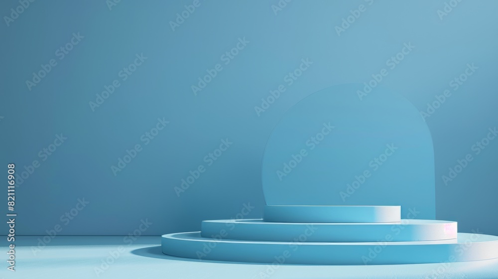 Blue abstract podium, 3D render, illustration in 3D Blue abstract podium, 3D render, illustration in 3D