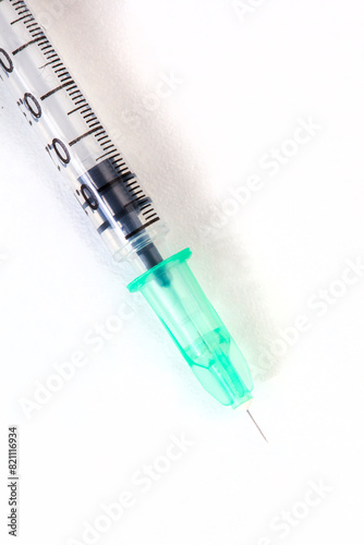 syringe with small Botox needle, isolated in white with copy space