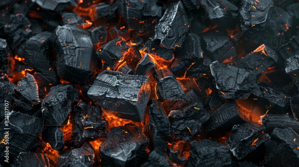 A Glowing Charcoal Embers Closeup A Glowing Charcoal Embers Closeup