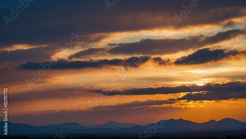 Sunset over a mountain landscape