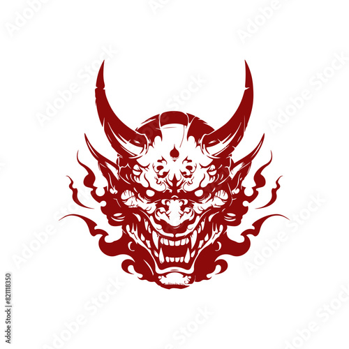 Silhouette demon face icon. Vector illustration design. tattoo and t-shirt design black and white hand drawn horned devil head face Demon head, Devil horn mask Scary mask isolated