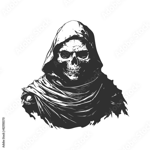 Halloween scary zombie undead skeleton horror. Dead apocalypse monsters walking dead black isolated character