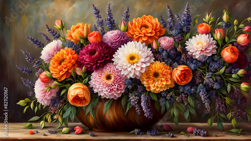 An abstract background composed of colorful flowers, full of design and sophistication, used for product display