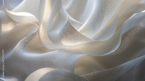 Generate a macro image of ribbon folds with captivating light and shadow play.