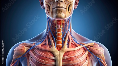 Detailed shot of the esophagus, highlighting its muscular layers and peristalsis photo