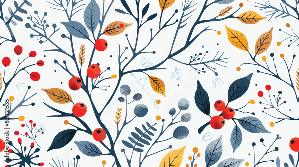 Christmas floral pattern. Seamless nature background