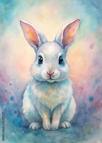 Cute Precious Baby Bunny on a Pastel Background  Dreamy Pastel Palette  Soft Delightful Watercolor Colors