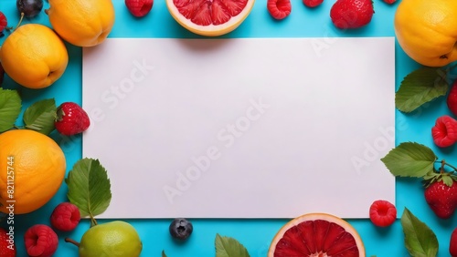 Top view Summer fruits frame with copy space 