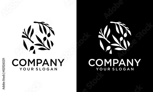 Creative olive logo vector illustration, luxury olive branch logo template