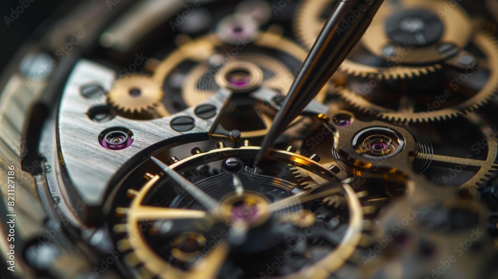 Detailed close-up of a watch showcasing intricate gears and mechanisms in motion. Detailed close-up of a watch showcasing intricate gears and mechanisms in motion.