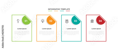 Vector template infographic with 4 step square suitable for workflow, business information, and web graphic design 