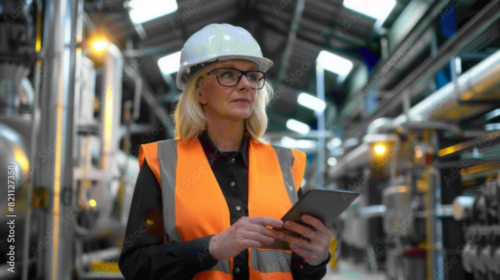 Female Engineer Inspecting Factory Female Engineer Inspecting Factory
