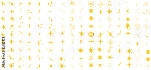 golden Sparkle star vector icons. Different black sparkles icons. Star sparkles symbol. Shine icons. Stars sparkles. Stars sparkle illustration sign collection.