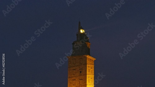 Hercules Tower Beacon Shining in Twilight