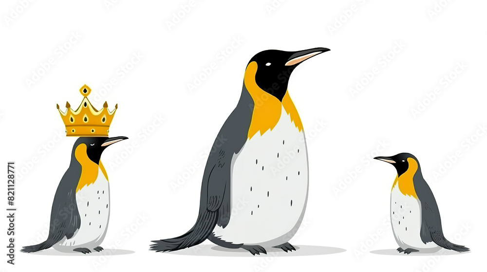 Fototapeta premium Isolated king penguin on a background of pure white
