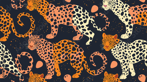 Colorful leopard animalistic seamless pattern. 