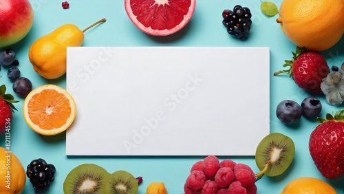 Top view Summer fruits frame with copy space 