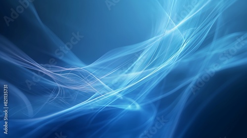 Blue abstract background featuring elegant white swirls creating a dynamic visual pattern