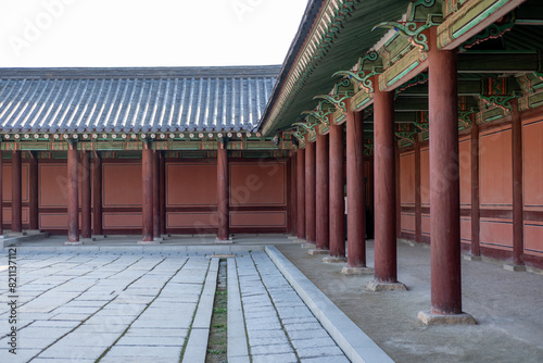 Korean traditional building in Changdeokgung palace. It is one of the Five Grand Palaces built by the kings of the Joseon dynasty
