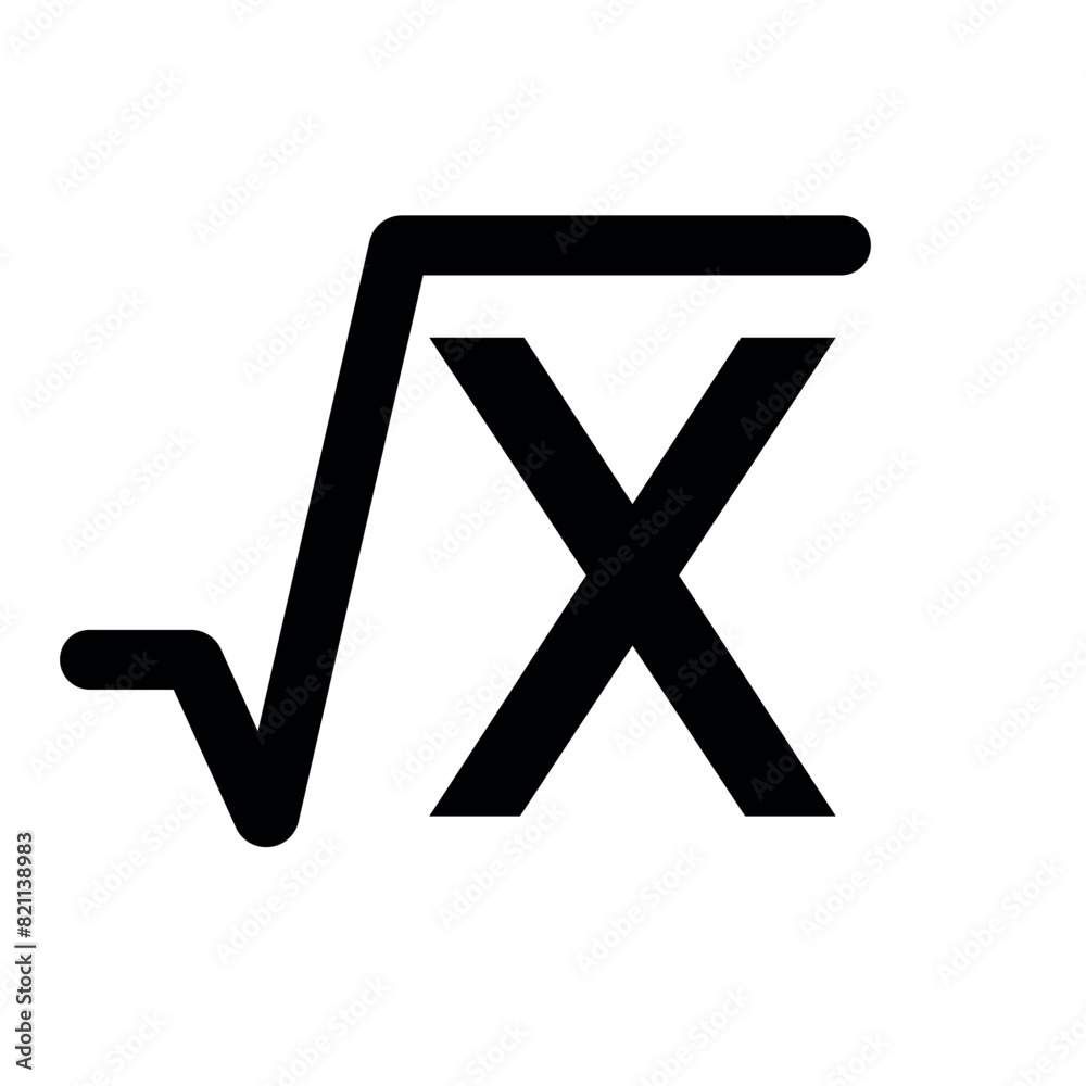 Square root icon vector, square root of x axis icon, square root symbol ...