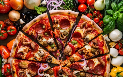 Exploring the World of Pizza: From Pepperoni Pizza and Cheese Pizza to Stuffed Crust Pizza and Vegan Pizza - A Guide to Pizza Crusts, Toppings, and Styles Including New York-Style, Chicago-Style, Marg photo